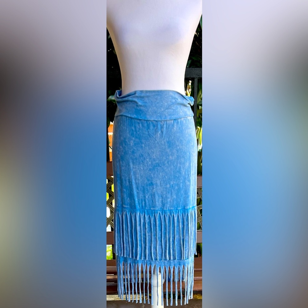 Blue Buttercup Fringe Skirt Mineral Wash